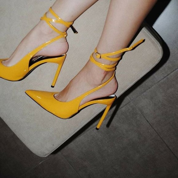 NWT ZARA Sexy Patent Slingback Heels - Picture 1 of 9